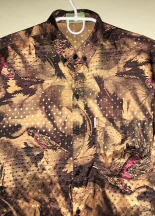 Винтажная ретро рубашка рубашка с попугаями