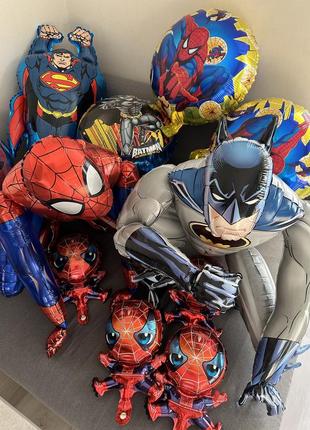 Набір фольговані кульки  марвел бетмен, спайдермен, супермен, людина павук marvel