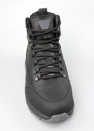 Ботинки мужские кожаные мех черные