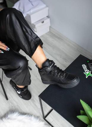 Женские кроссовки nike air force high black (термо)