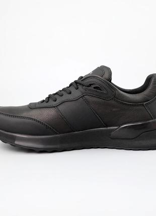Кроссовки мужские кожаные черный4 фото