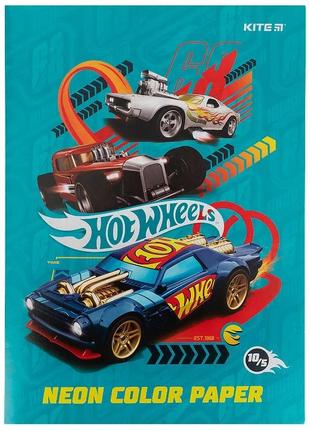 Бумага цветная неоновая kite hot wheels hw21-252