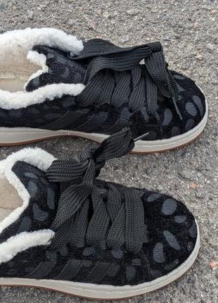Кеди чорні з хутром прошиті