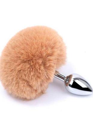 Анальная пробка с хвостиком - коричневый - 7,5 * 2,8 см – анальные игрушки