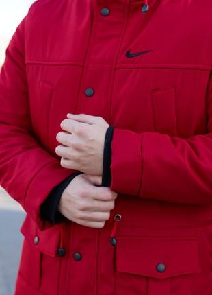 Мужская зимняя красная куртка парка высокого качества