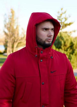 Мужская зимняя красная куртка парка высокого качества