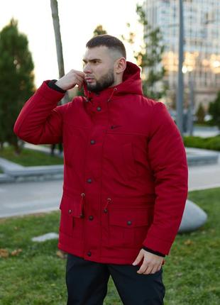 Мужская зимняя красная куртка парка высокого качества