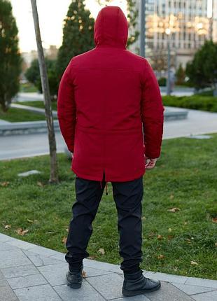 Мужская зимняя красная куртка парка высокого качества