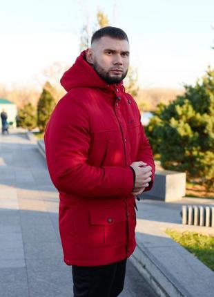 Мужская зимняя красная куртка парка высокого качества