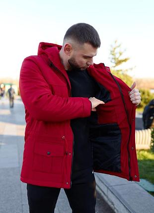 Мужская зимняя красная куртка парка высокого качества
