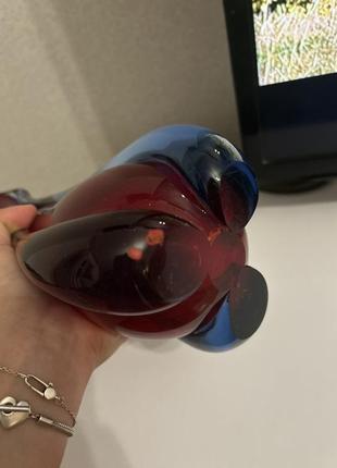 Винтажная ваза цветное гутное стекло красивая ваза