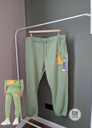 Джоггеры зеленые плюс сайз на флисе primark disney