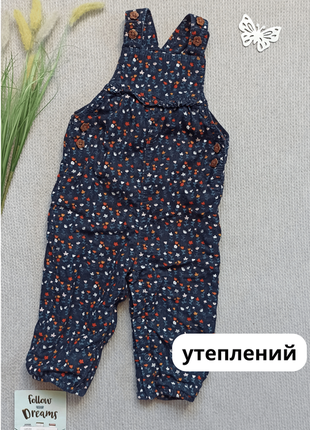 Детский вельветовый утепленный комбинезон 9-12 мес george с подкладкой комбез штаны для девочки