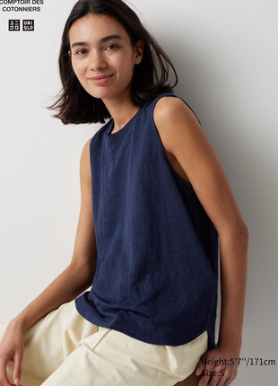 Лляна футболка без рукавів uniqlo