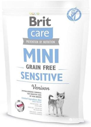 Сухий корм для дорослих собак мініатюрних порід з чутливим травленням brit care sensitive grain free 0.4 кг