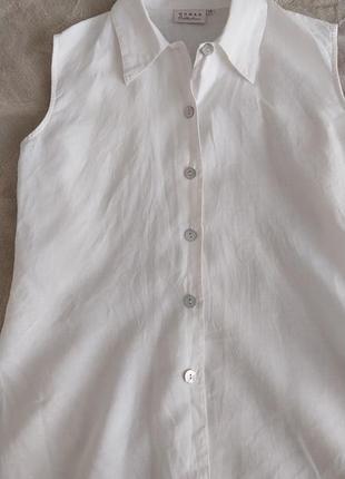 Туніка льон,довга блузка безрукавка