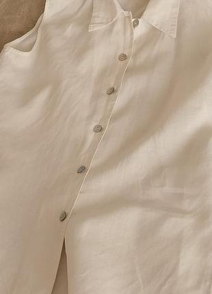 Туніка льон,довга блузка безрукавка5 фото