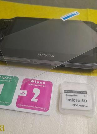 Лот sony ps vita fat pch-1000 защитное стекло + sd2vita v5 переходник адаптер sd sony psvita