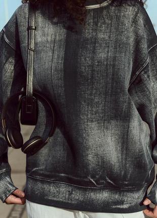 Толстовка свитшот оверсайз с принтом тай-дай zara - s, m, l с начесом4 фото