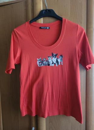 Коттоновая женская футболка с красивым принтом betty barclay p m,l1 фото