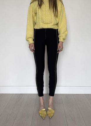Леггинсы брюки черные с молнией zara лосины