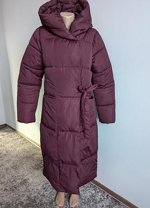 Плащ зимовий пальто бордо хл