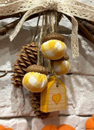 Декоративный венок с тыквами, осенний декор