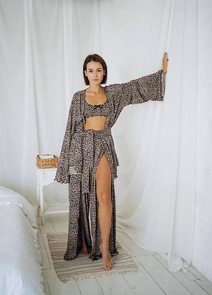 Домашний леопардовый шоколадный костюм шоколадная леопардовая пижама