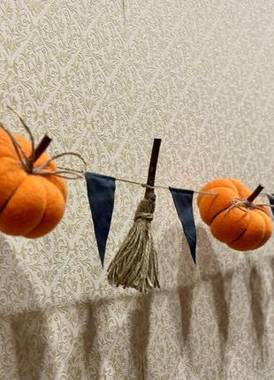Декоративный венок с тыквами, осенний декор