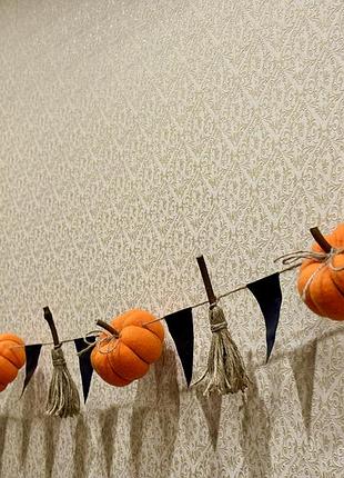 Декоративный венок с тыквами, осенний декор