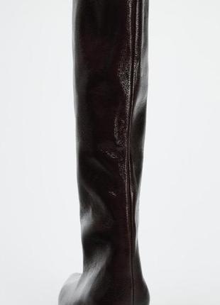 Стильні чоботи zara високі бордові у стилі кітен хід zara зара