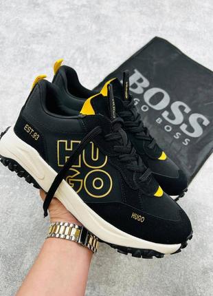 Мужские кроссовки в стиле hugo boss черные