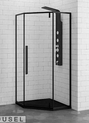 Душевая кабина пятиугольная с распашной дверью dusel dl-197 (90*90*190) black3 фото