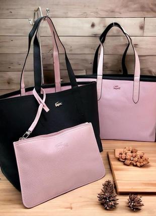 Сумка шопер lacoste, двостороння, двоколірна