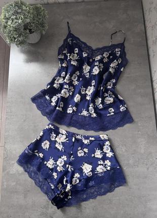 M&s collection шелковая пижама шортики и майка на бретелях оригинал шелк