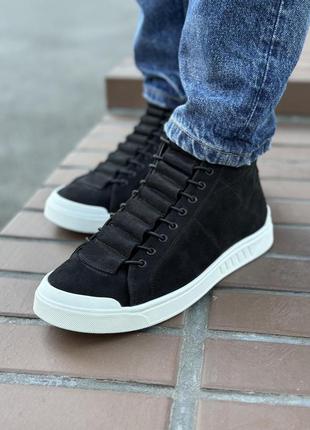 Зимние мужские ботинки black white (мех) 40-41-42-43-44-45