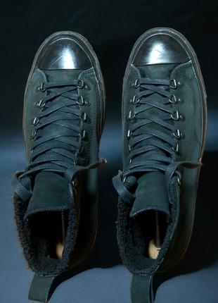 Кеды converse chuck 70 high 'black monochrome' / 173098c / кожаные утеплённые / unisex 27cm / eur42 / all season
