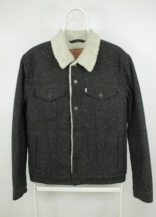 Тепла джинсова куртка шерпа levis textured sherpa trucker jacket gray