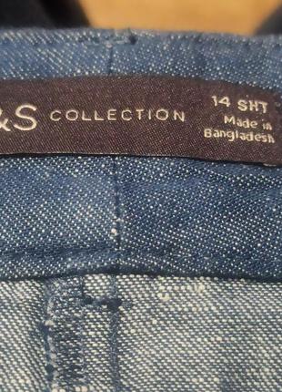 Широкие брюки палаццо плотные цвет джинс лен + коттон 14 размер m&s collection7 фото