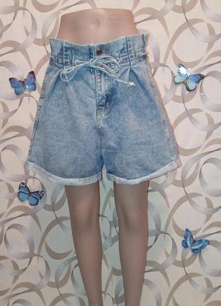 Джинсовые шорты с высокой талией р.l
