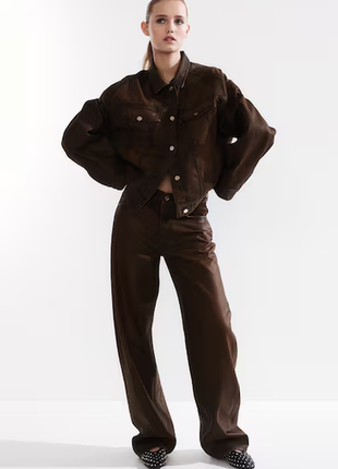 Брюки из саржи с покрытием h&m 1242229003