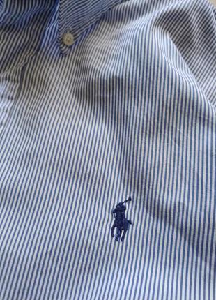 Стильна сорочка блакитна у смужку polo ralph lauren5 фото