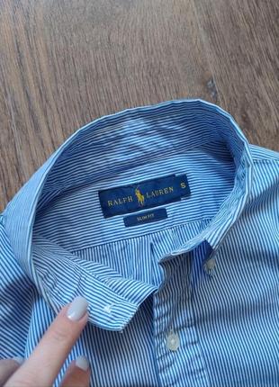 Стильна сорочка блакитна у смужку polo ralph lauren4 фото
