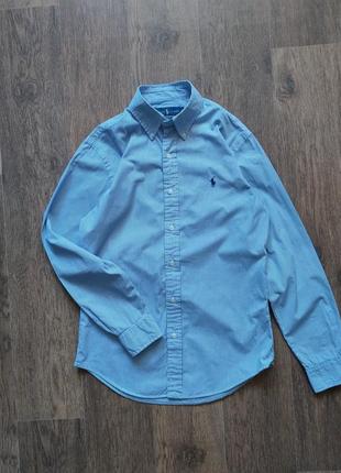 Стильна сорочка блакитна у смужку polo ralph lauren10 фото
