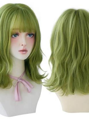 Мягкий зеленый волнистый парик, парик зеленый, волосы купить