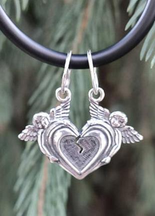 Серебряный подвес два ангела