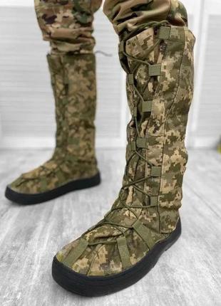 Військові водонепроникні захисні бахіли пікселі бахіли високі на взуття від дощу утеплені 41-46