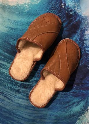 Тапки тапочки кожа мех шерсть