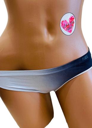 Трусики pink victoria's secret bikini black gray m сірі