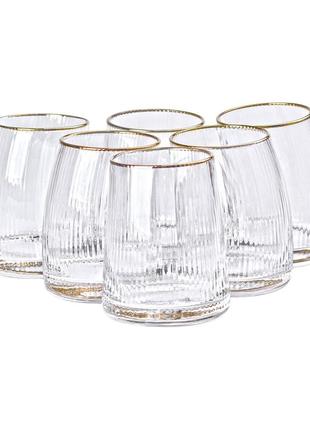 Набор из шести изогнутых стаканов 400 мл с изогнутыми стенками и вертикальным рифлением